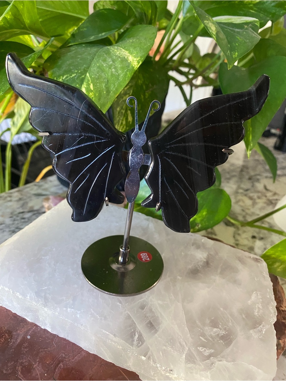 Midnight Lace Obsidian Butterfly - Decorative Figurine on Stand